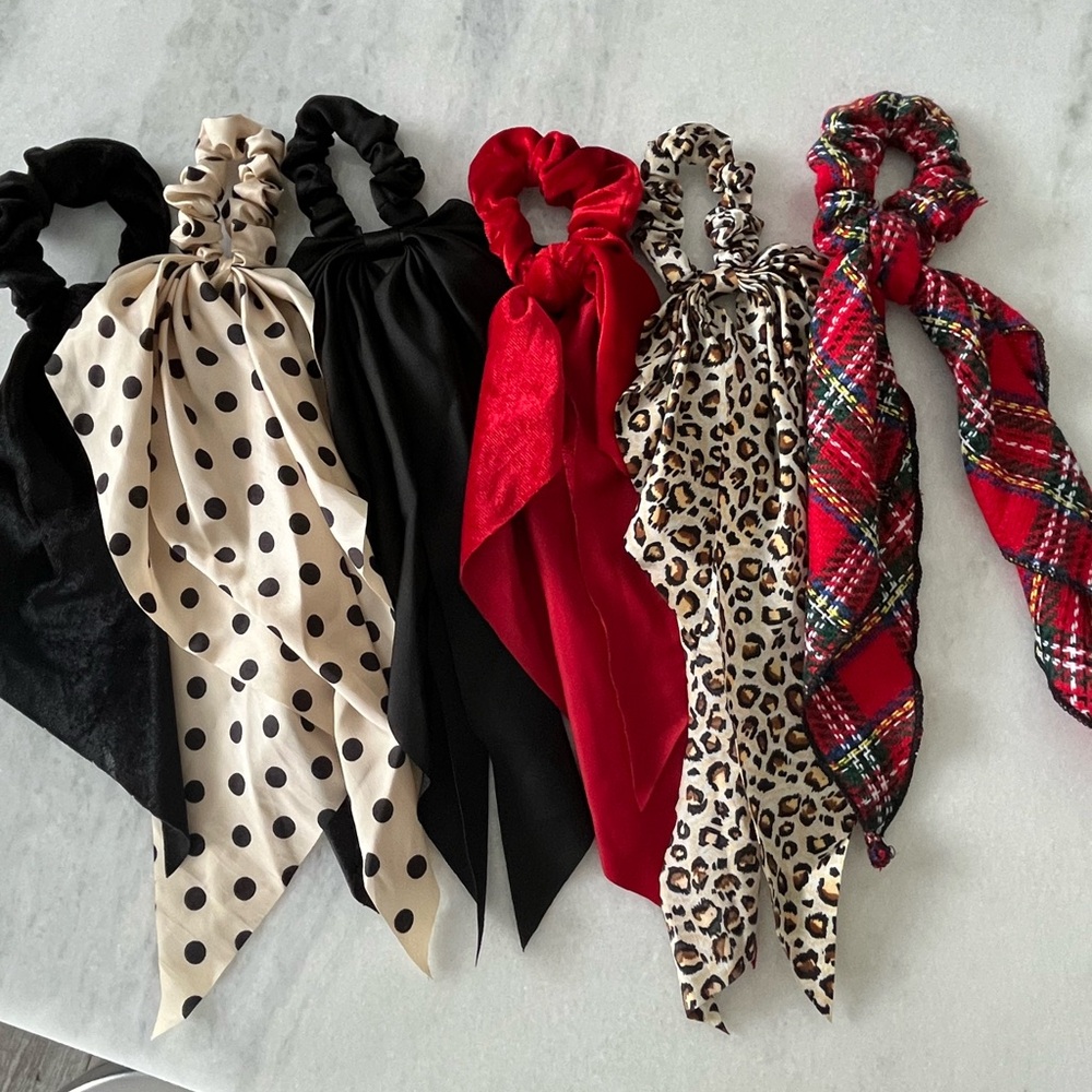 Set of Stylish Hair Scrunchies with Bows